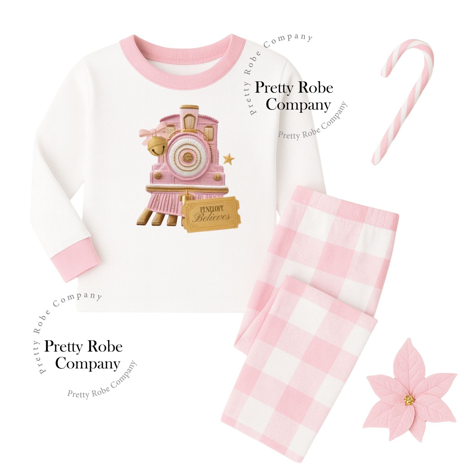 Kids Personalised Xmas Pyjamas + Free Elf Letter | Festive Cotton Check PJs