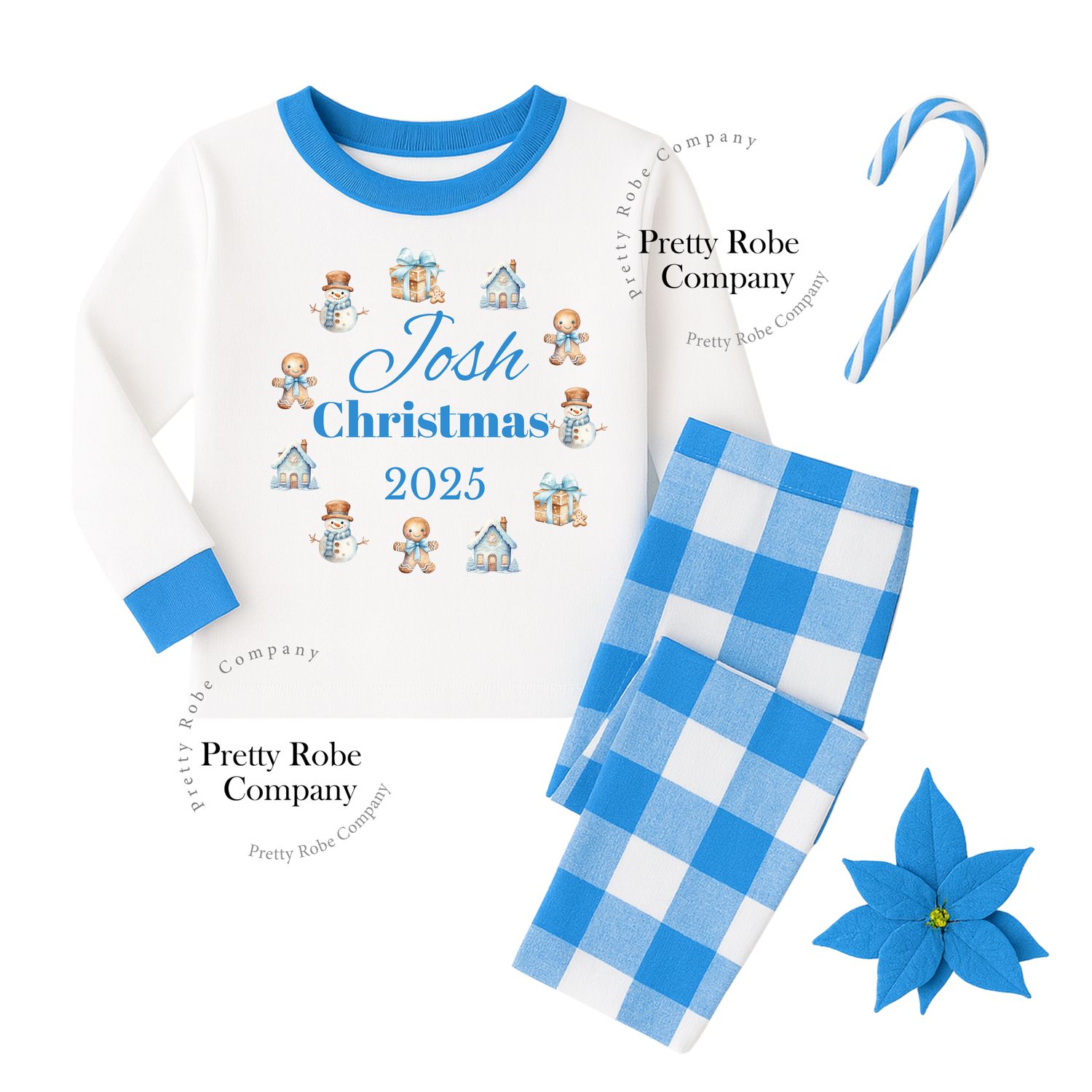 Kids Personalised Xmas Pyjamas + Free Elf Letter | Festive Cotton Check PJs