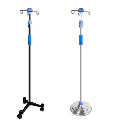 Adjustable Portable IV Pole Stainless Steel IV Drip Stand Infusion Holder with 2 Hooks & Wheels Home Clinic Irrigation
