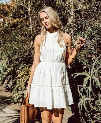 Open Back Woven Dress White - Paper Heart Open Back Woven Dress White - Paper Heart
