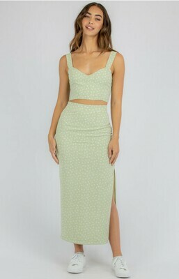 Green Crop Top White Flowers - Style State Green Crop Top White Flowers - Style State