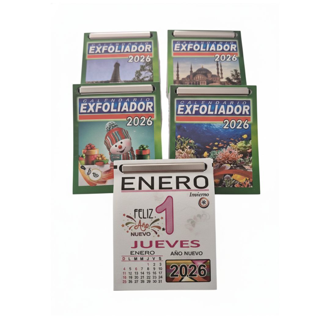 Calendario Exfoliador 2026 - Paquete 100 PIEZAS - precio mayoreo