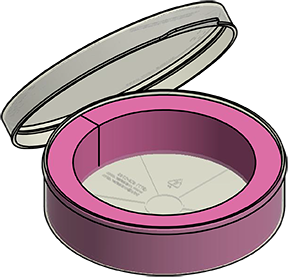 MC-605502JLL : Wafer Jar Assembly for 5" Wafers 1.5" Deep (Open-Cell Polyurethane Liner)