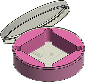 MC-604JLL : Wafer Jar Assembly for 100mm x 100mm Square Wafers 1.5" Deep (Open-Cell Polyurethane Liner)