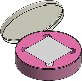 MC-805SW : Complete Wafer Jar Assembly for 125mm x 125mm Square Wafers 2.0" Deep (Open-Cell Polyurethane Liner)