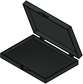 MC-803C Hinged Conductive Box with ESD protection and custom printing.