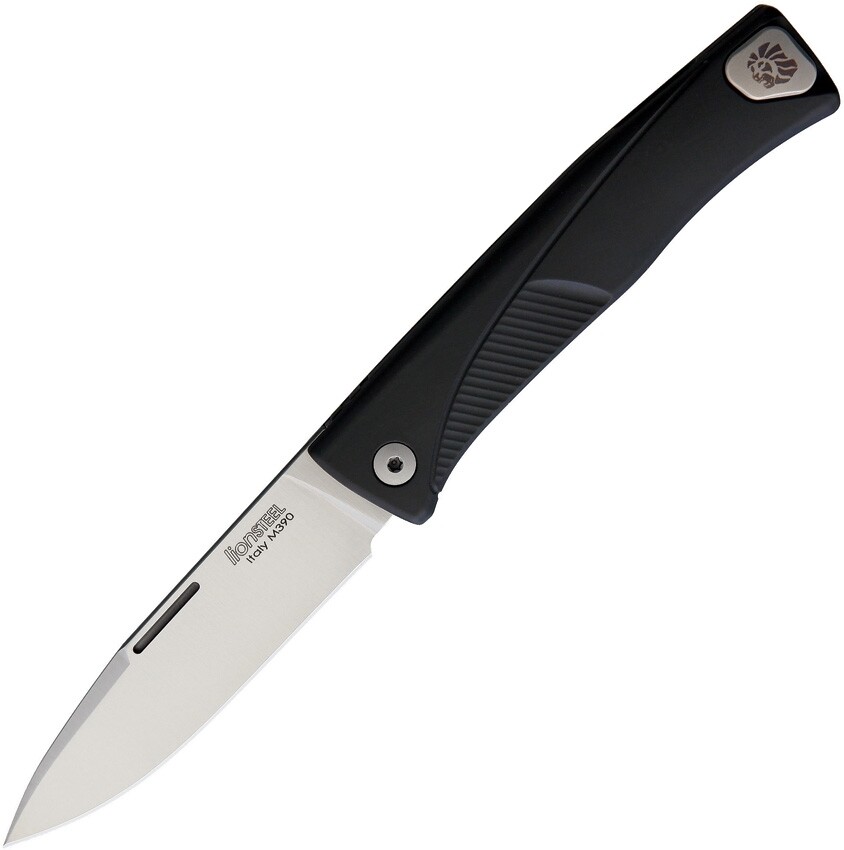 Lion Steel, TLABS, Thrill SOLID Slip Joint Black Aluminum Scales/ M390 Satin Blade