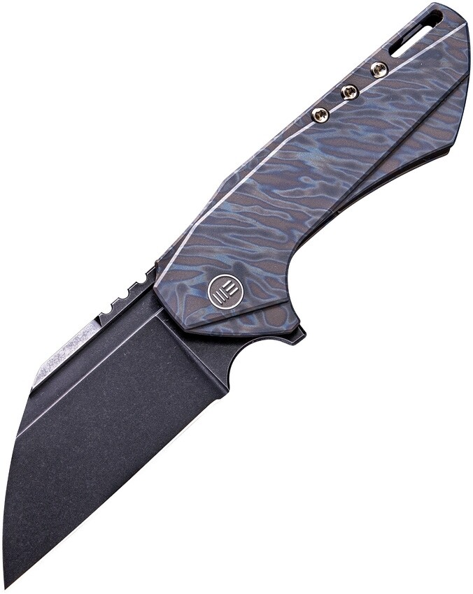 WE Knives, 820C, Roxi, Blue/Black Anodized Titanium/ Bohler M390 Stainless Wharncliffe blade