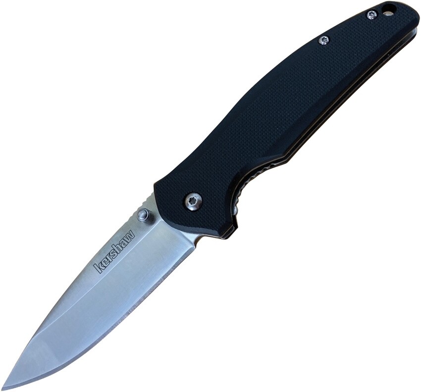 Kershaw, 1363, Bowser Satin Stainless Blade, Black Textured Nylon Handle
