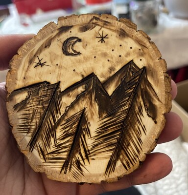 Mountain & Trees Wood Burning Piece 5 Mountain & Trees Wood Burning Piece 5