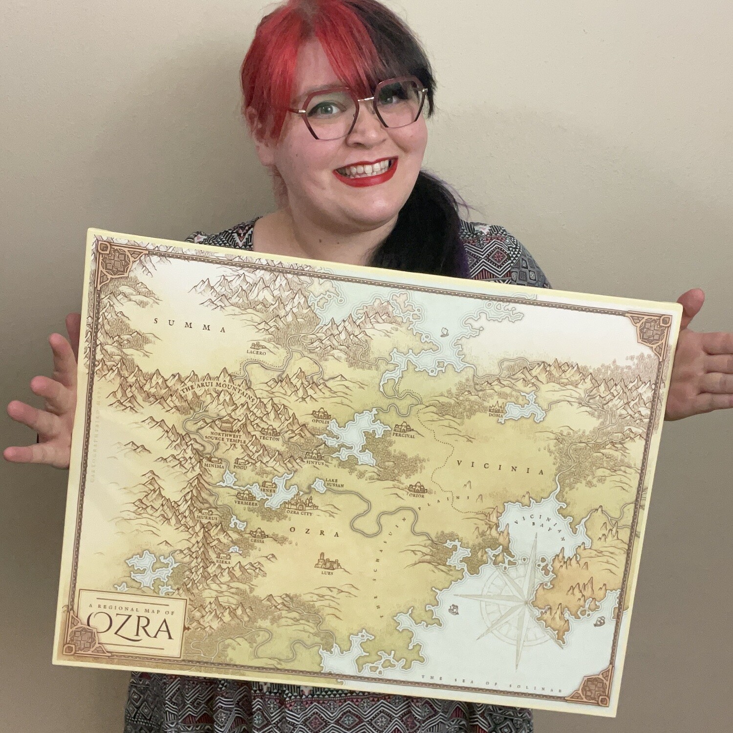 Regional Map of Ozra Map Canvas 18x24 Print