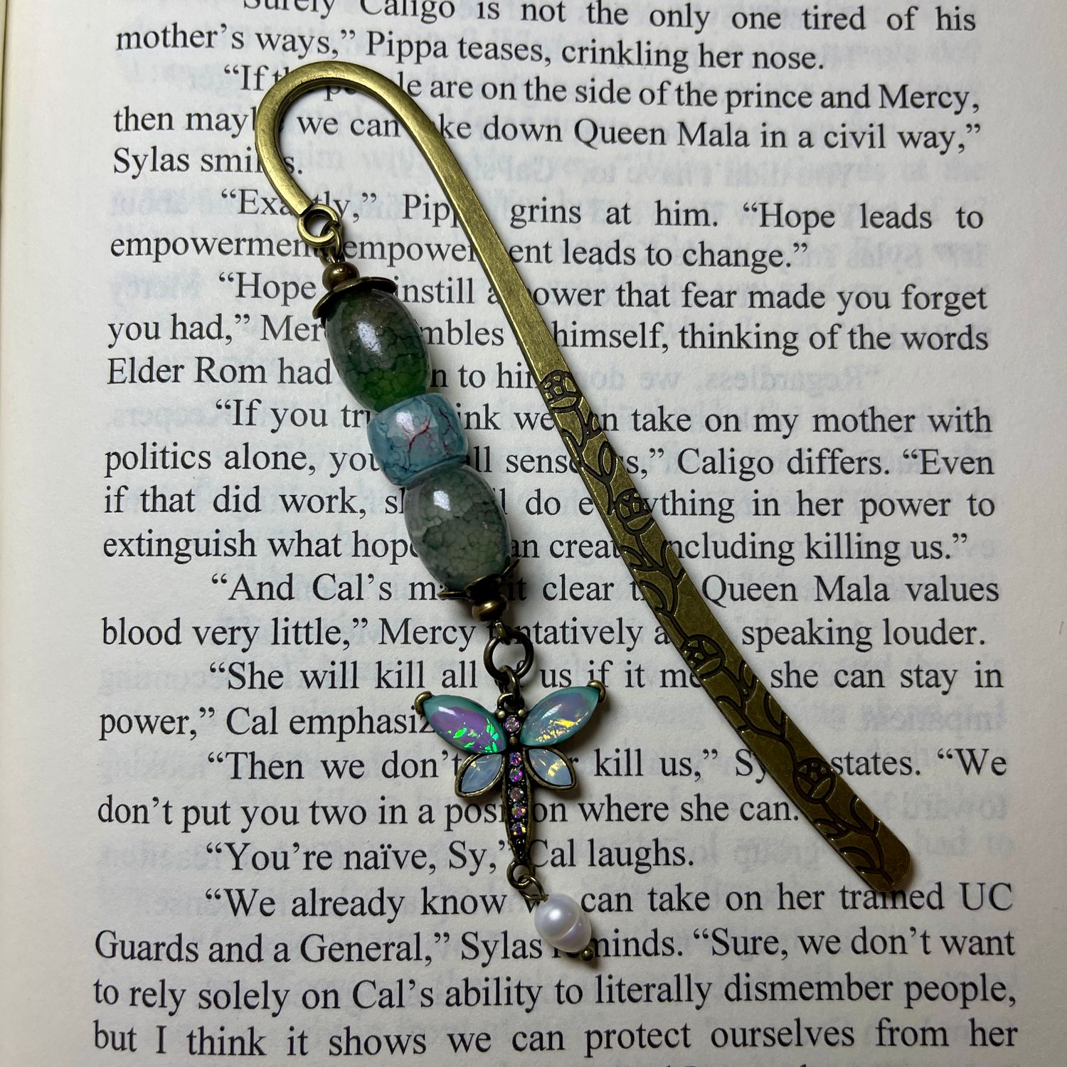 Moon Stone Dragon Fly Book Hook