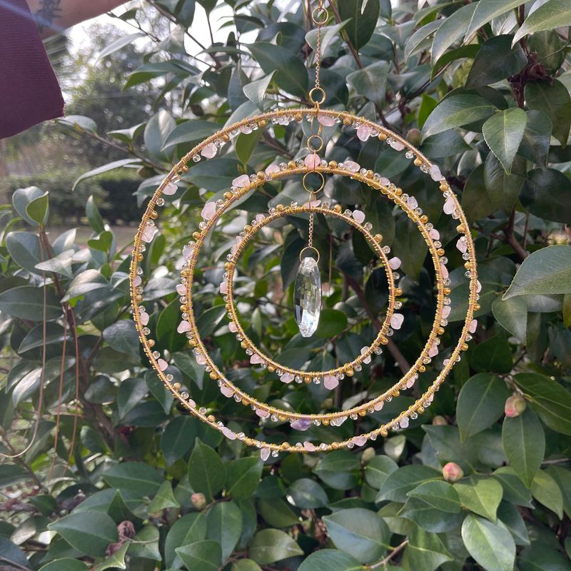 3 Ring Rose Quartz Suncatcher