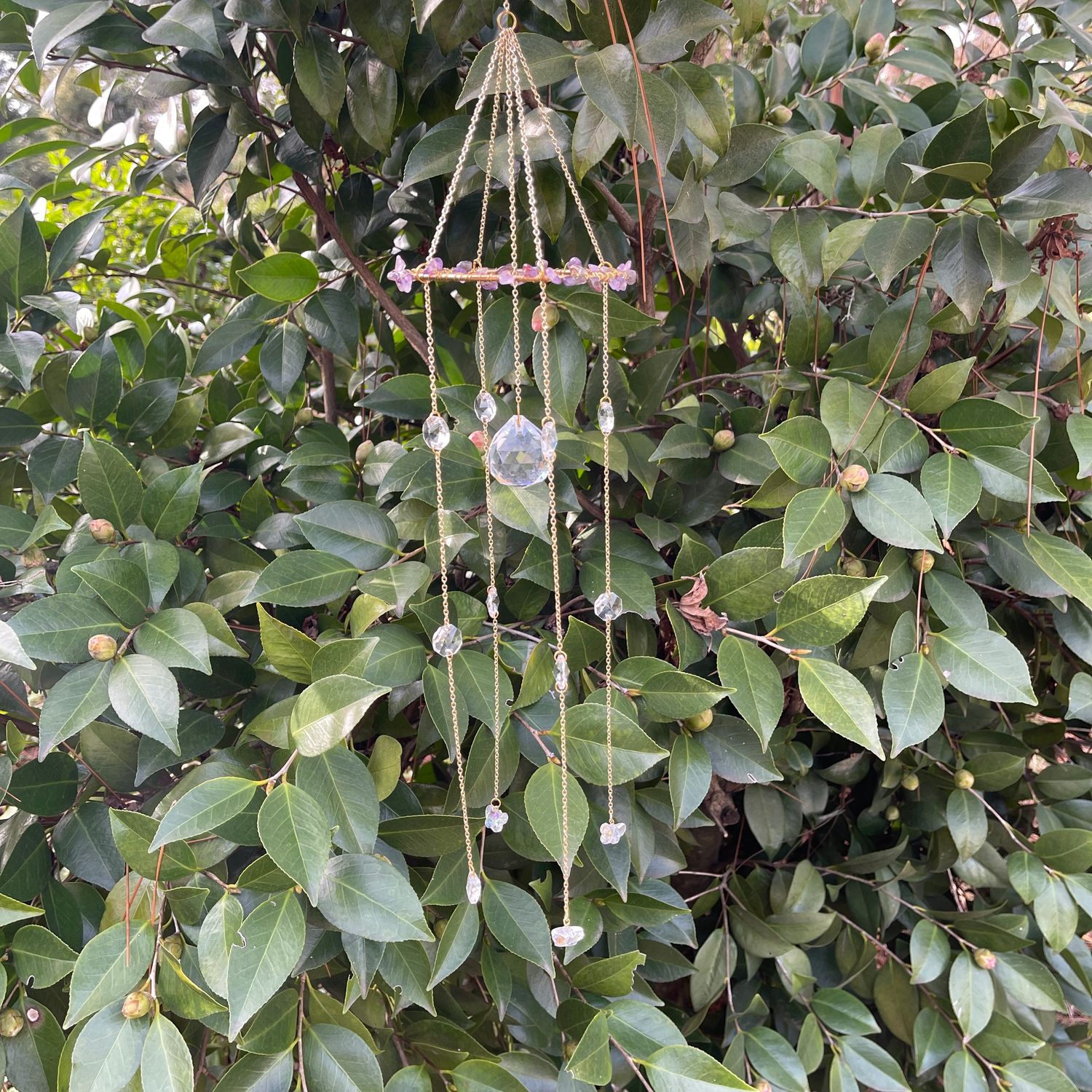 Amethyst Chandelier Suncatcher w/ Butterflies