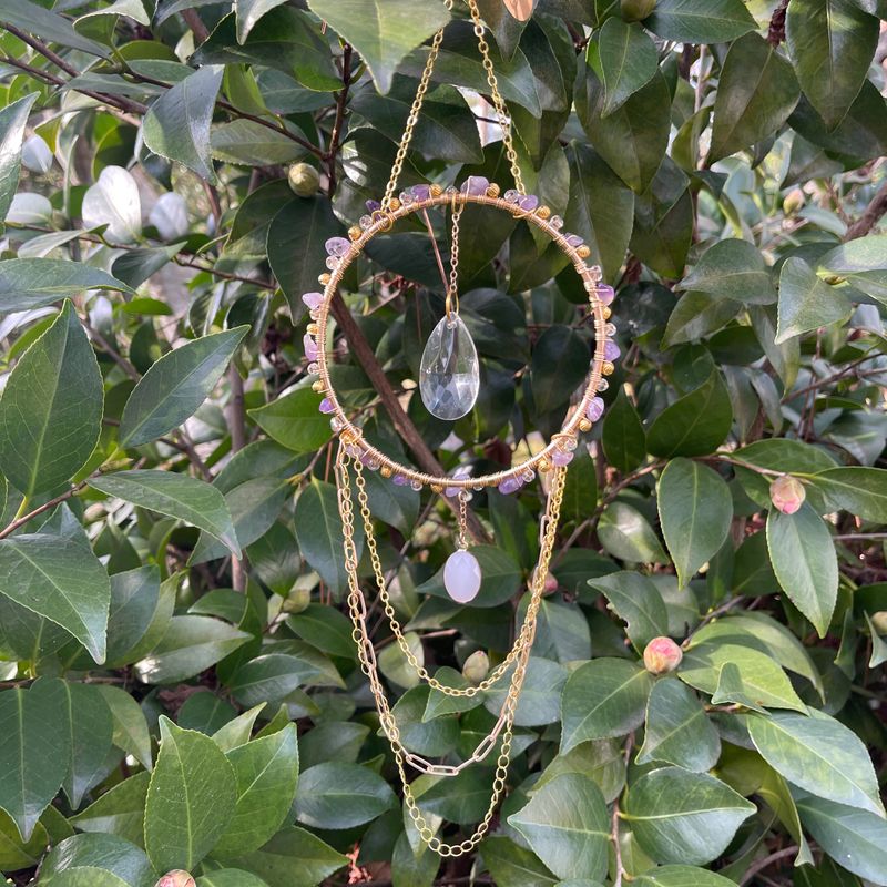 Amethyst Drop Chain Ring Suncatcher