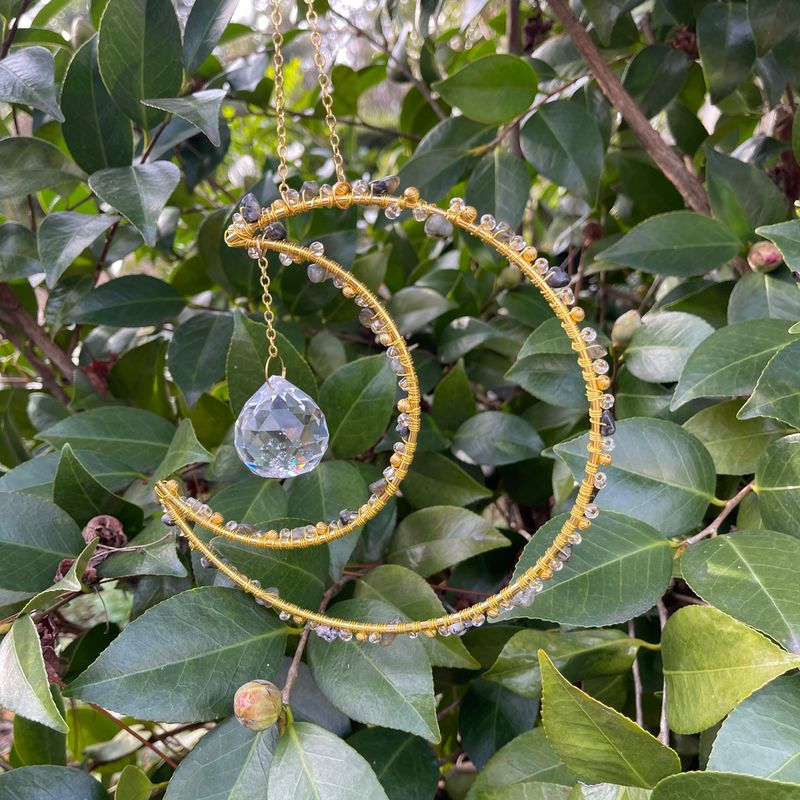 Labradorite Crescent Moon Suncatcher