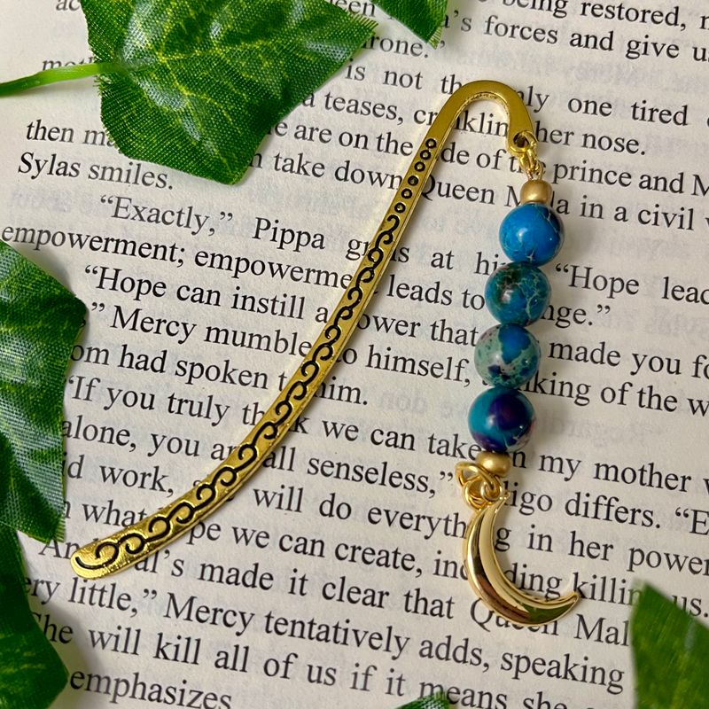 Dyed Blue Jasper Moon MINI Book Hook