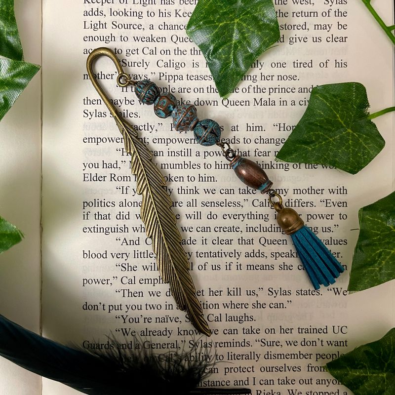 Blue Tassel Feather Book Hook