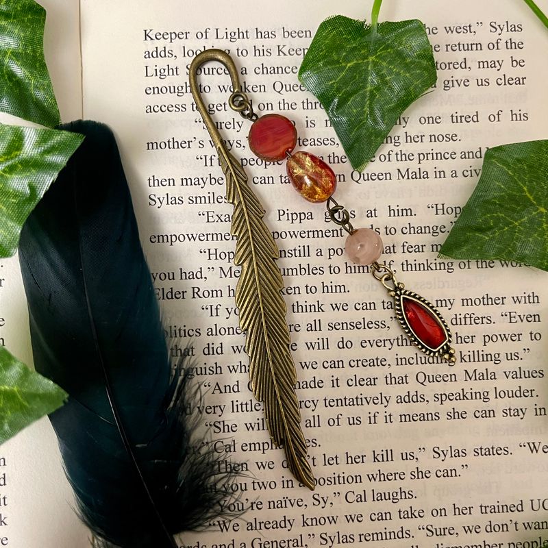 Red Gem Feather Book Hook