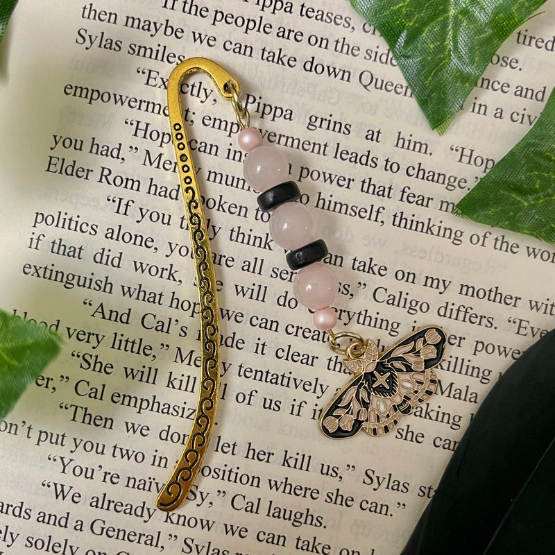 Rose Quartz Moth MINI Book Hook