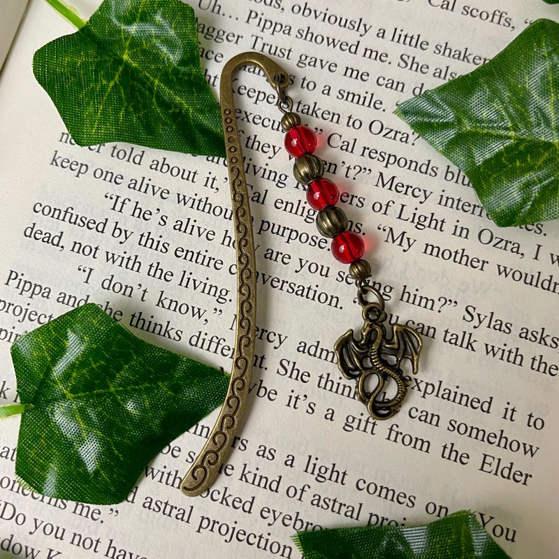 Red Glass Bead Dragon MINI Book Hook