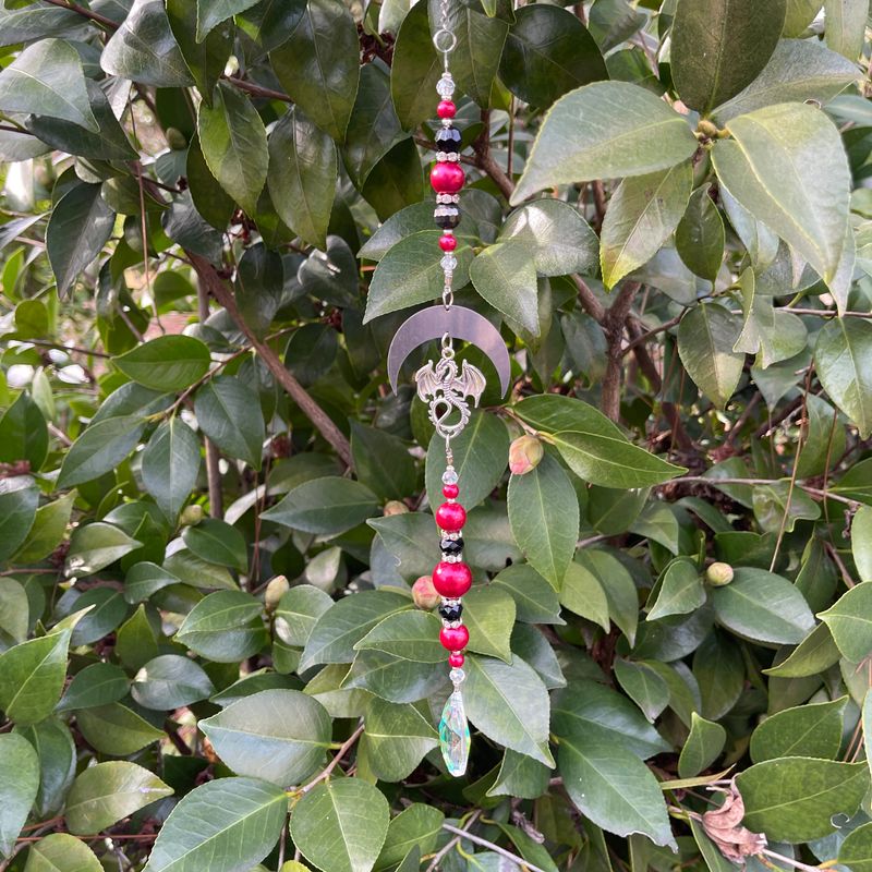 Red &amp; Black Half Moon Dragon Suncatcher
