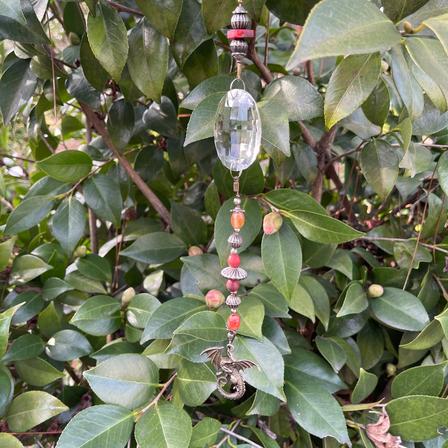 Orange Aged Bronze Dragon Suncatcher