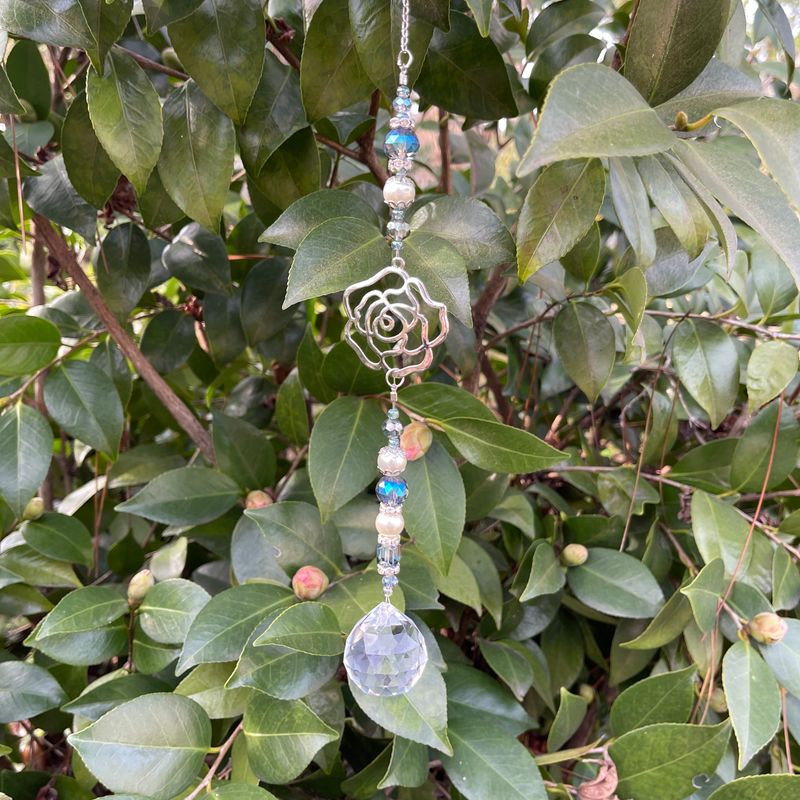 Blue &amp; Silver Rose Suncatcher