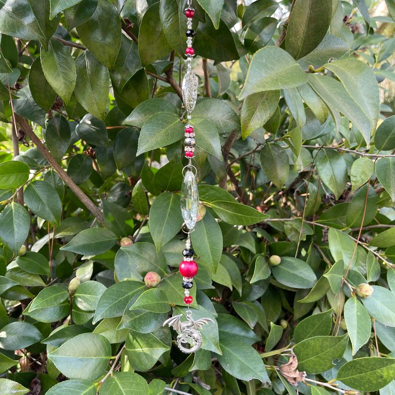 Red &amp; Black Silver Dragons Suncatcher