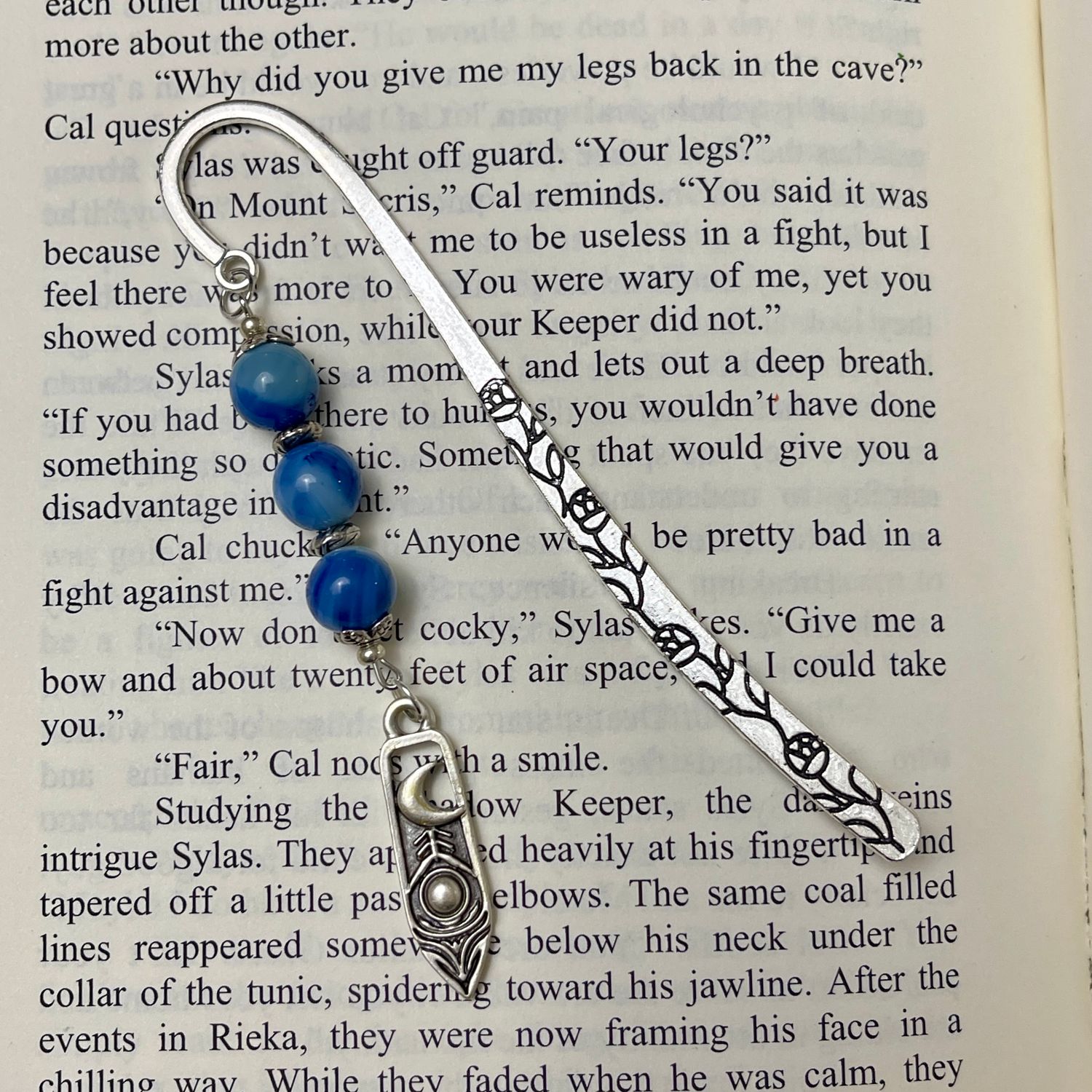 Silver &amp; Blue Moon Book Hook