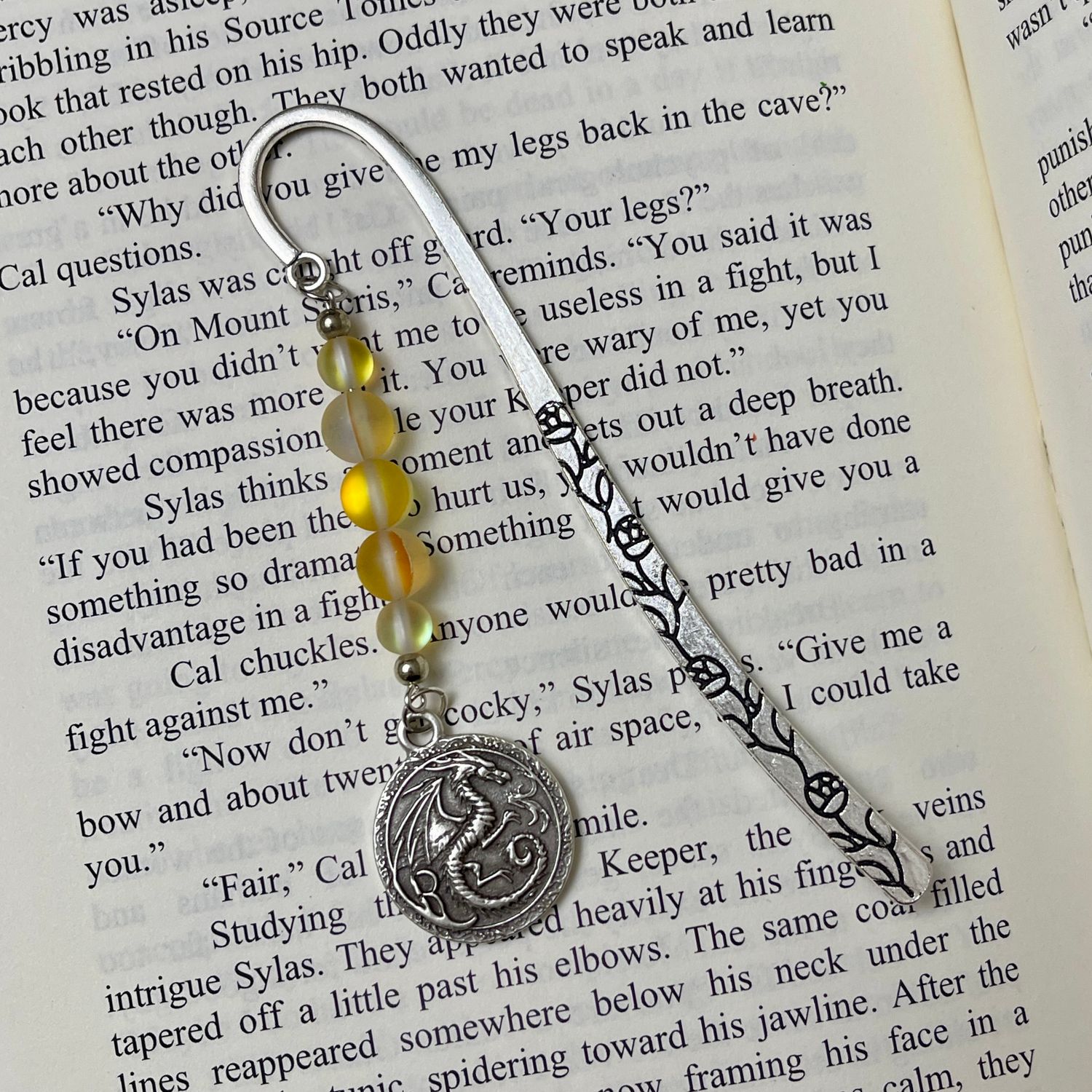 Iridescent Yellow Dragon Coin Book Hook