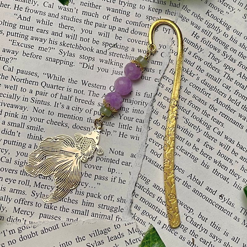 Goldfish with Purple Beads and Aventurine Large Book Hook