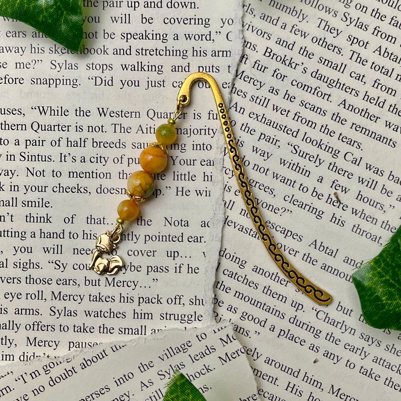 Gold Fox with Orange Beads Small Book Hook