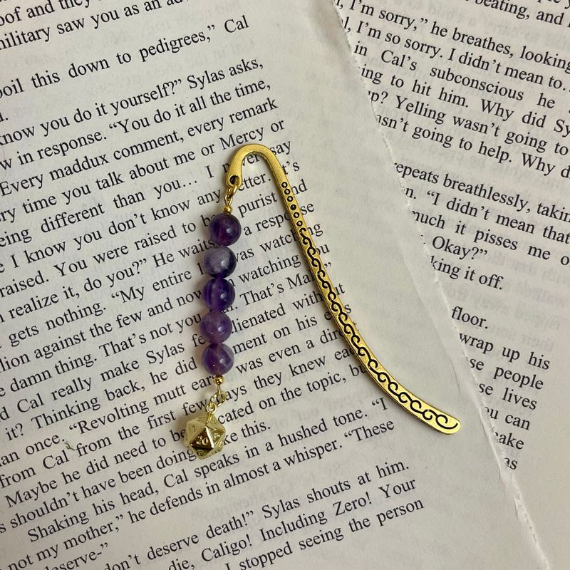 D20 Amethyst Bead Small Book Hook