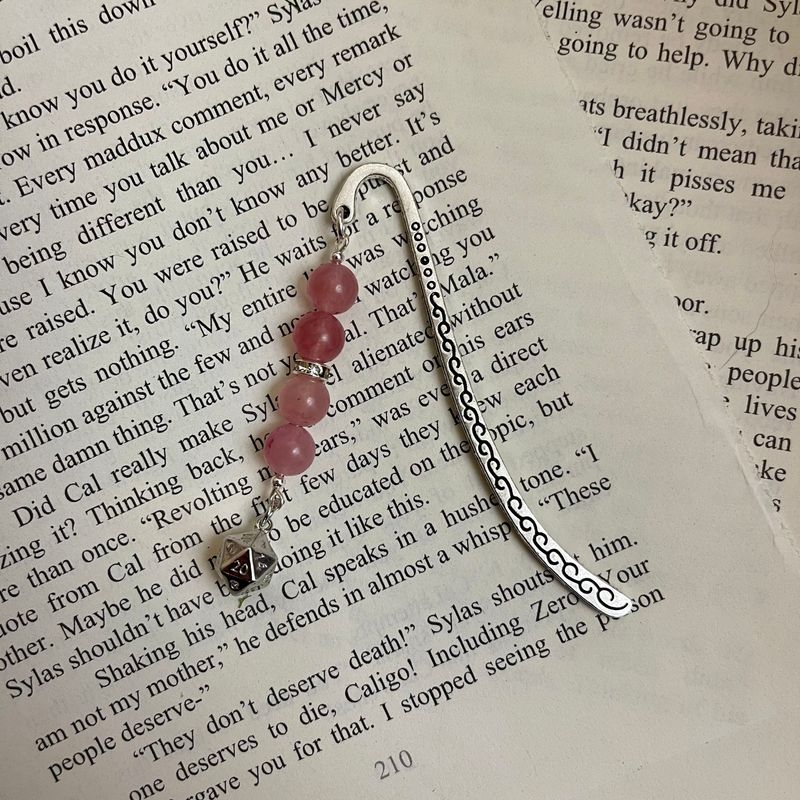 D20 Strawberry Quartz Bead Small Book Hook