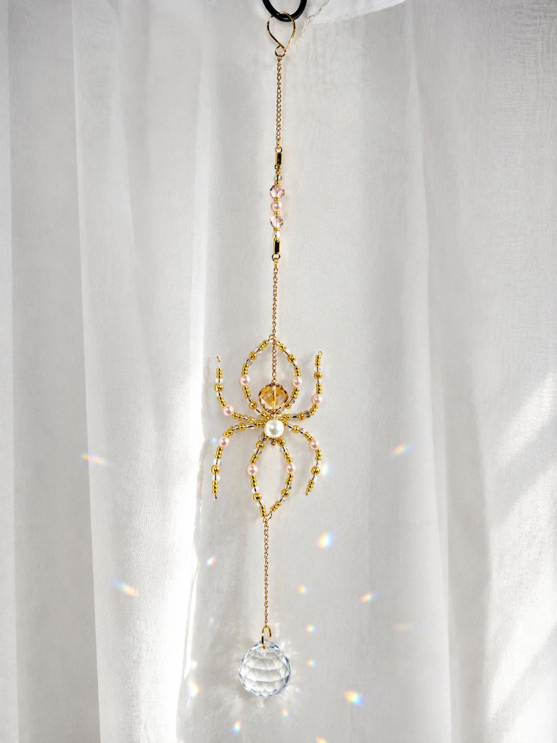 Handcrafted Golden Spider Crystal Sun Catcher