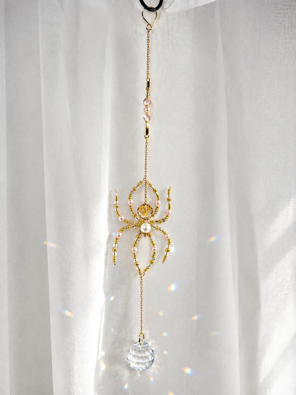 Handcrafted Golden Spider Crystal Sun Catcher