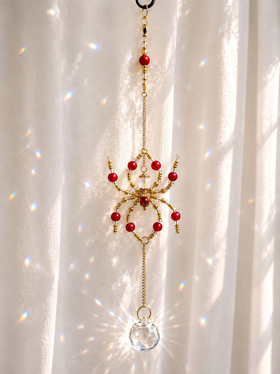 Ruby Glow Spider Crystal Sun Catcher
