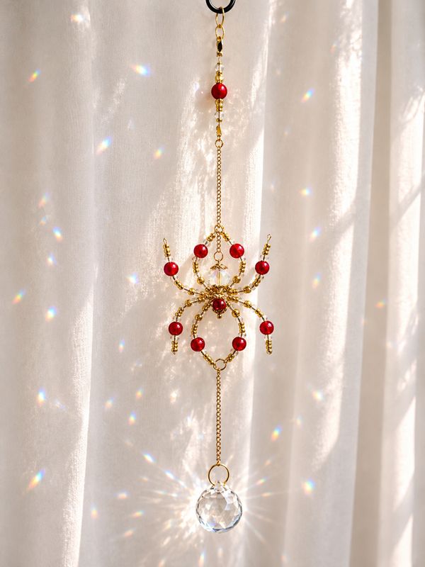 Ruby Glow Spider Crystal Sun Catcher
