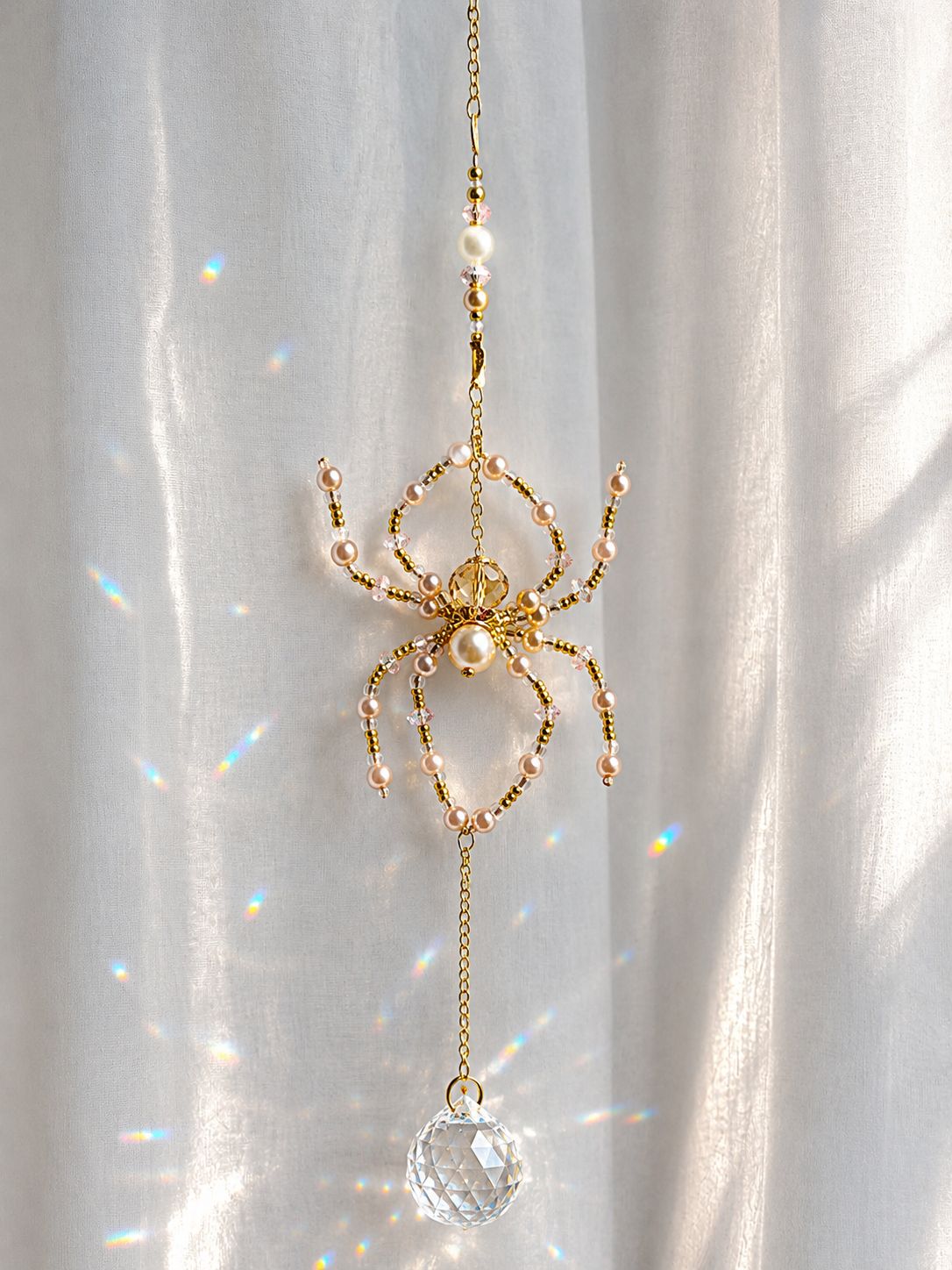 Blush Pearl Spider Crystal Sun Catcher