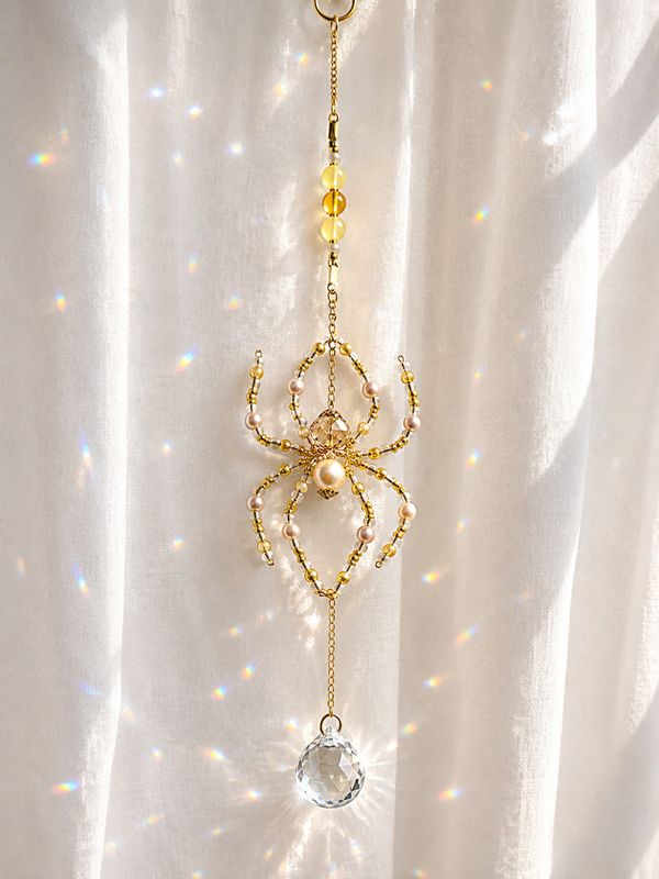 Golden Pearl Spider Crystal Sun Catcher