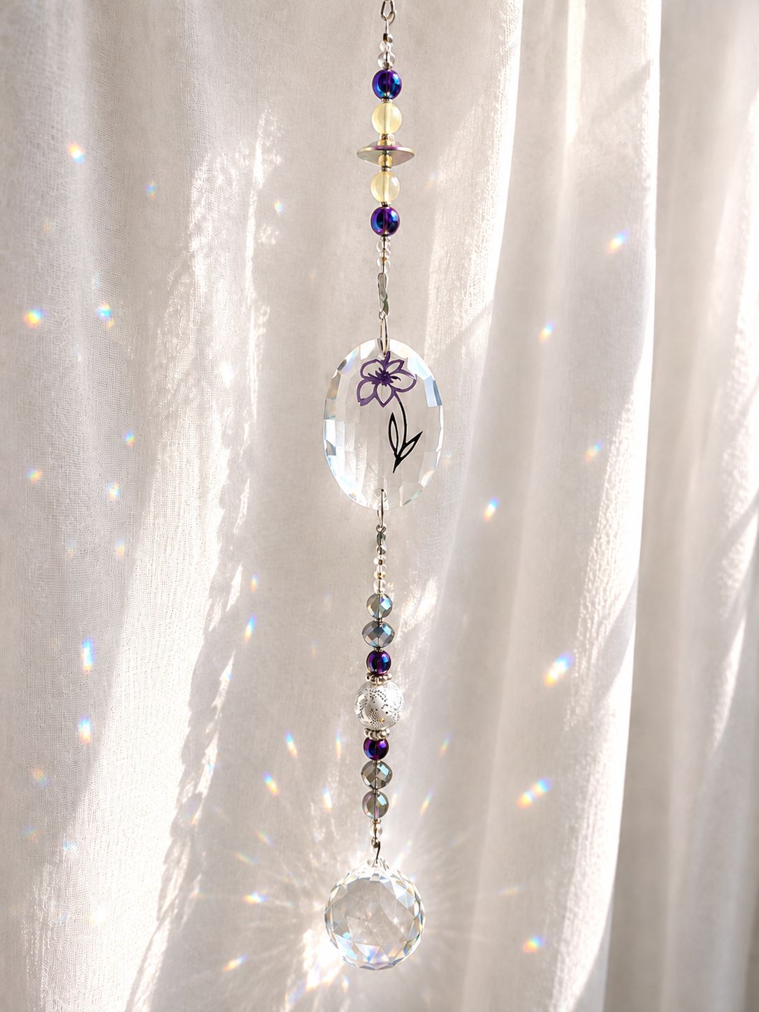 Lavender Bloom Crystal Sun Catcher