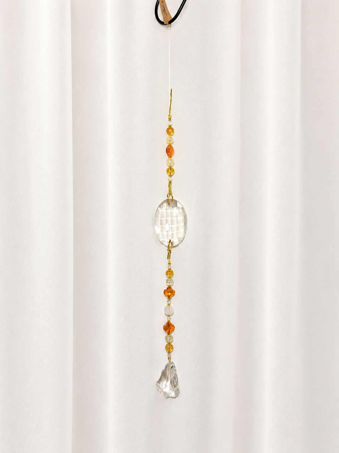 Amber Crystal Sun Catcher with Faceted Glass Prism