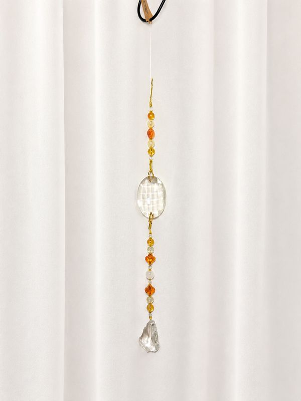 Amber Crystal Sun Catcher with Faceted Glass Prism