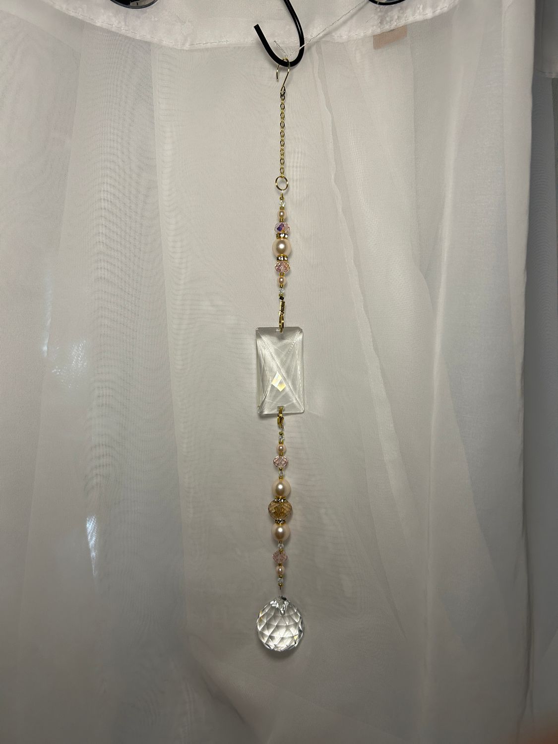 Elegant Pearl &amp; Crystal Prism Sun Catcher