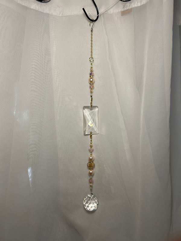 Elegant Pearl &amp; Crystal Prism Sun Catcher