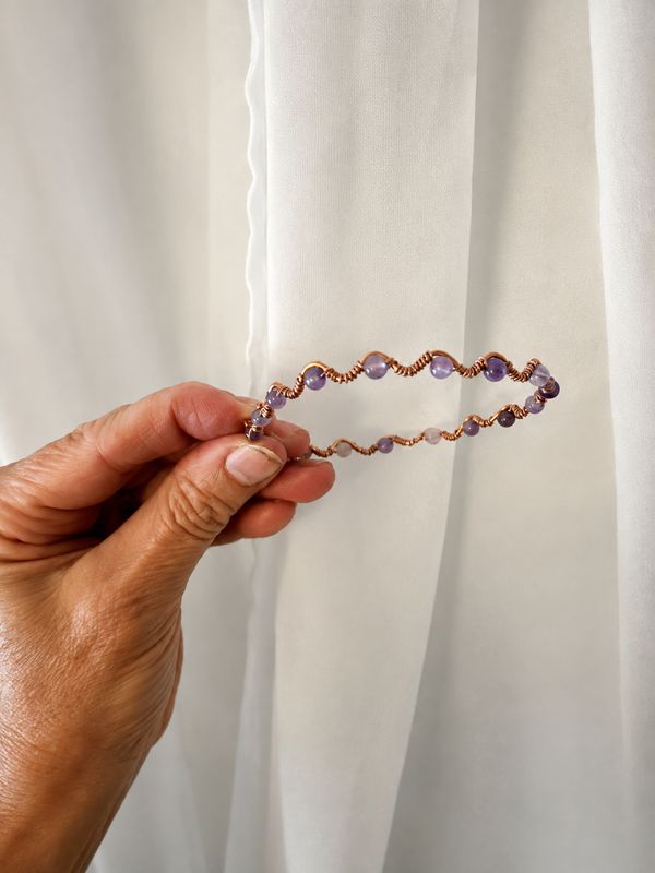 Copper &amp; Natural Amethyst Stackable Bracelet