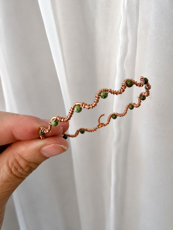 Copper &amp; Natural African Jasper Stackable Bracelet