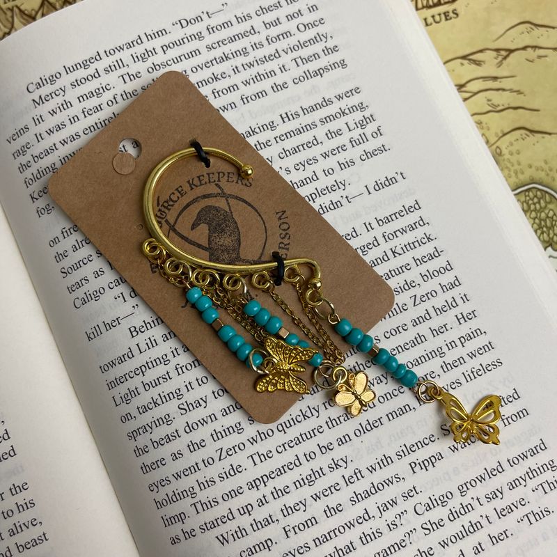 Single Gold &amp; Turquoise Butterfly Ear Cuff