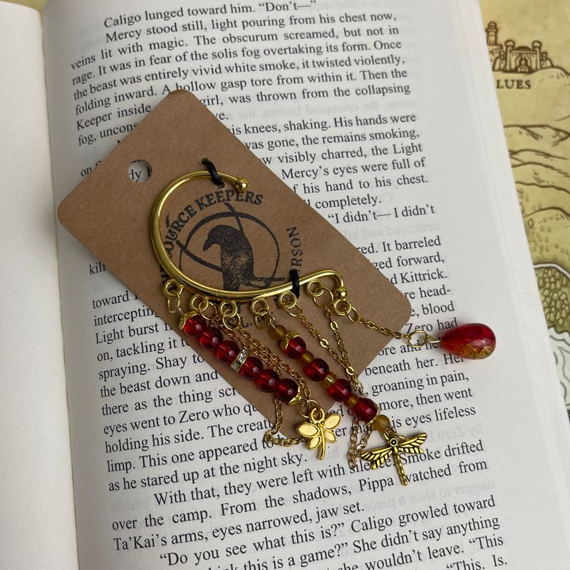 Single Red &amp; Gold Dragonfly Ear Cuff